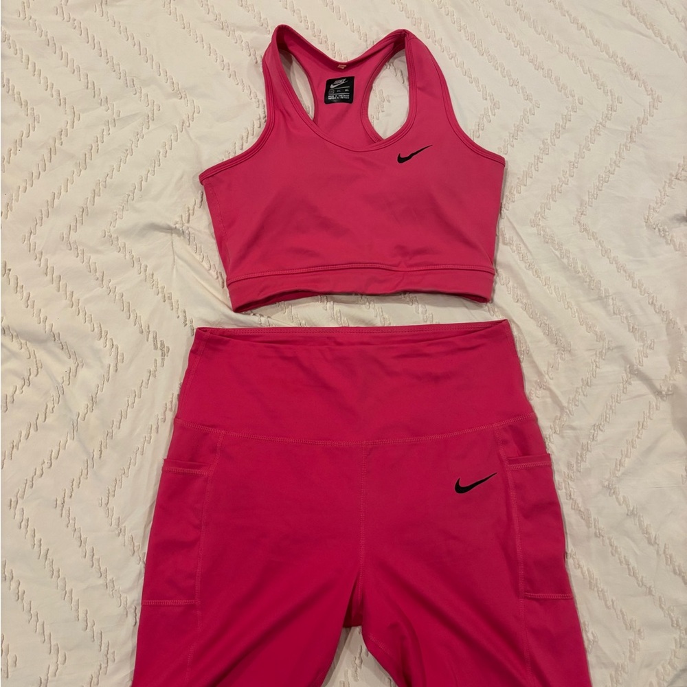 Nike Women's Pink Sports Bra & Shorts